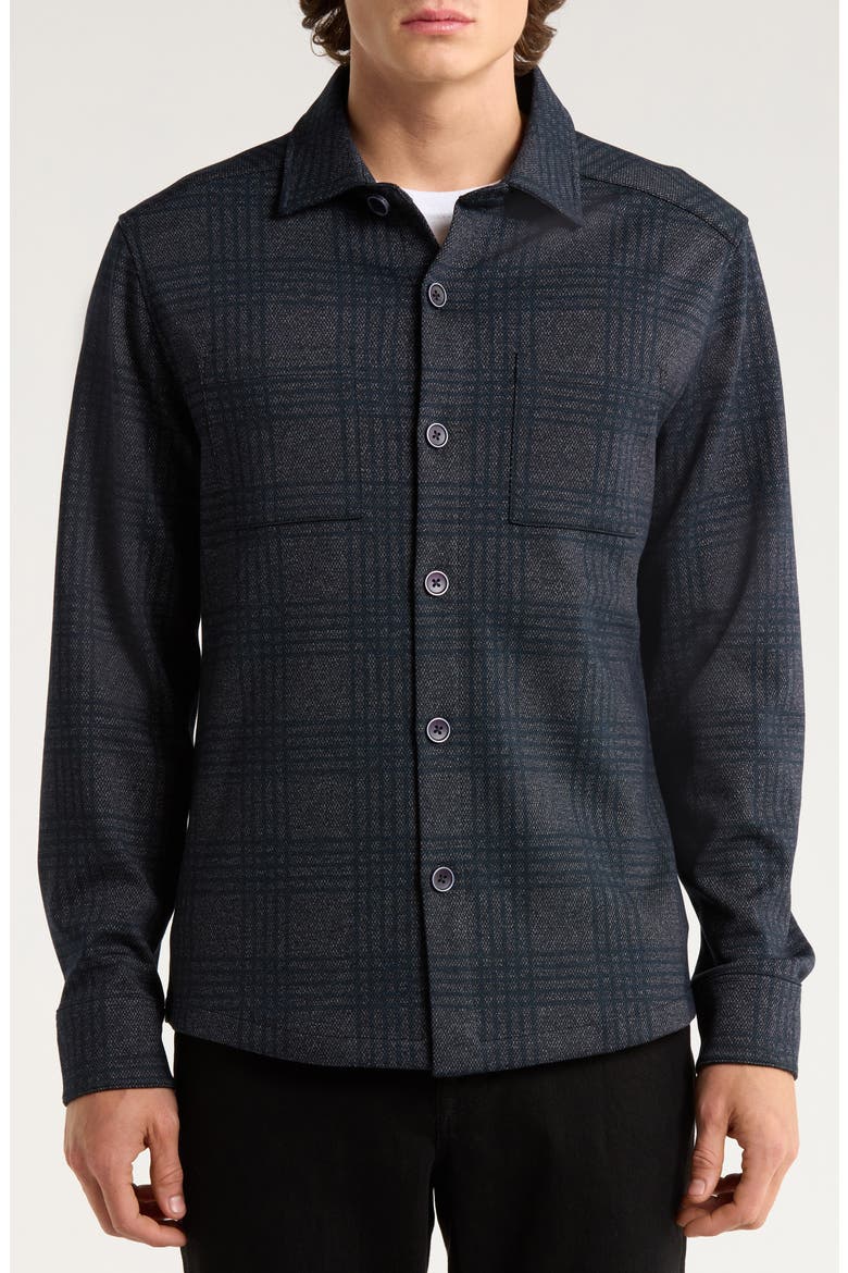 Upton Plaid Double Knit Overshirt, Alternate, color, NAVY