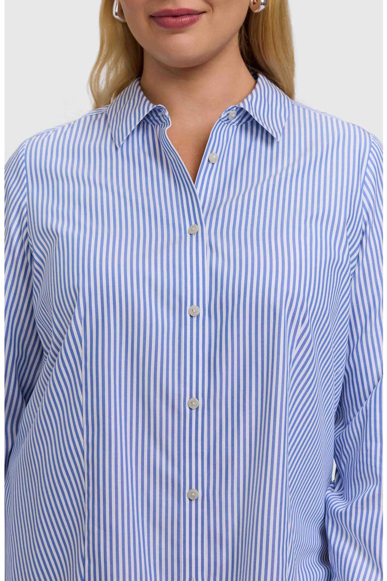 Dianna Stripe Cotton Button-Up Shirt, Alternate, color, POWDER BLUE/ WHITE