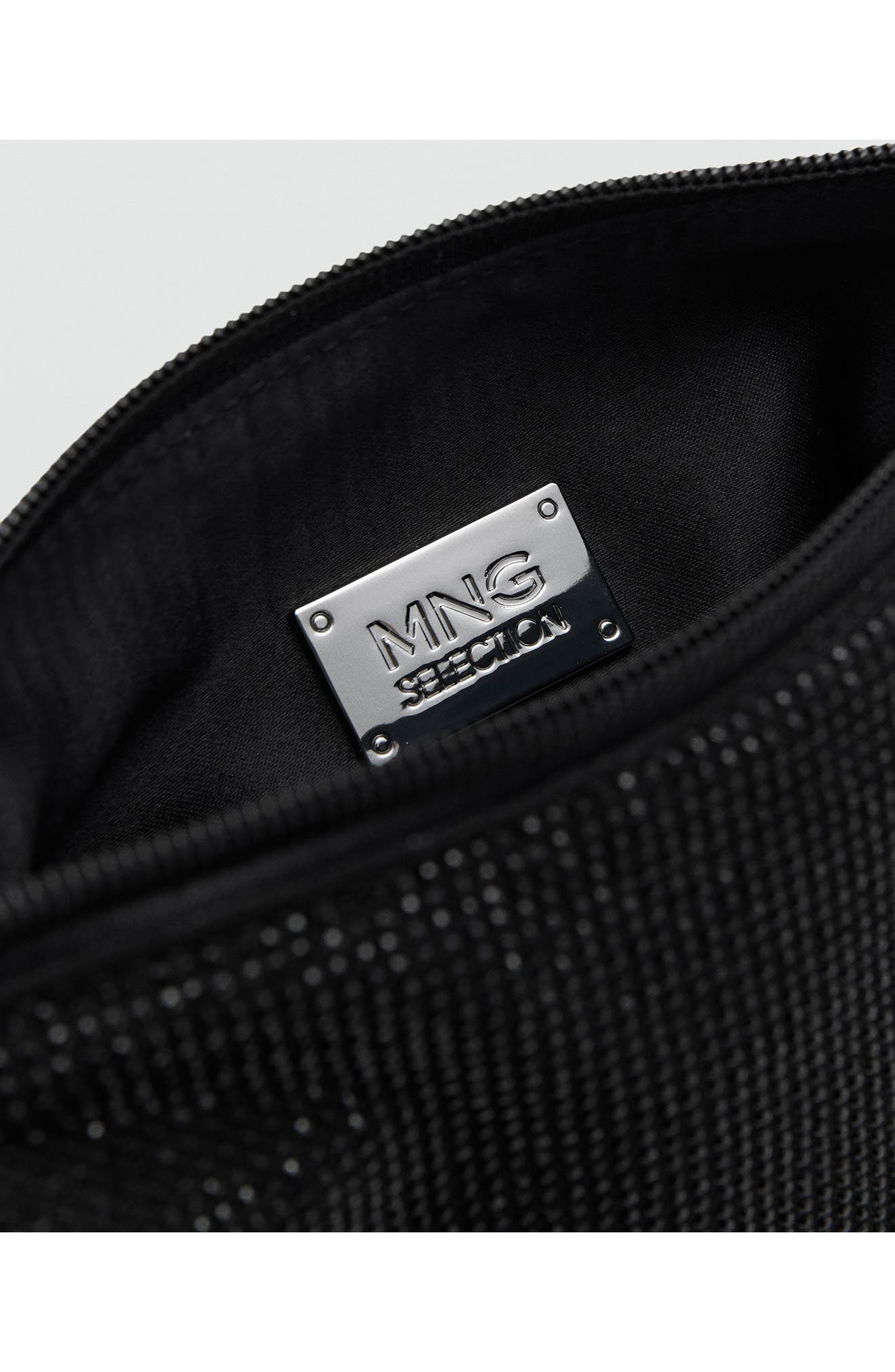 MANGO x Kaia Gerber Rhinestone Handbag, Alternate, color, 