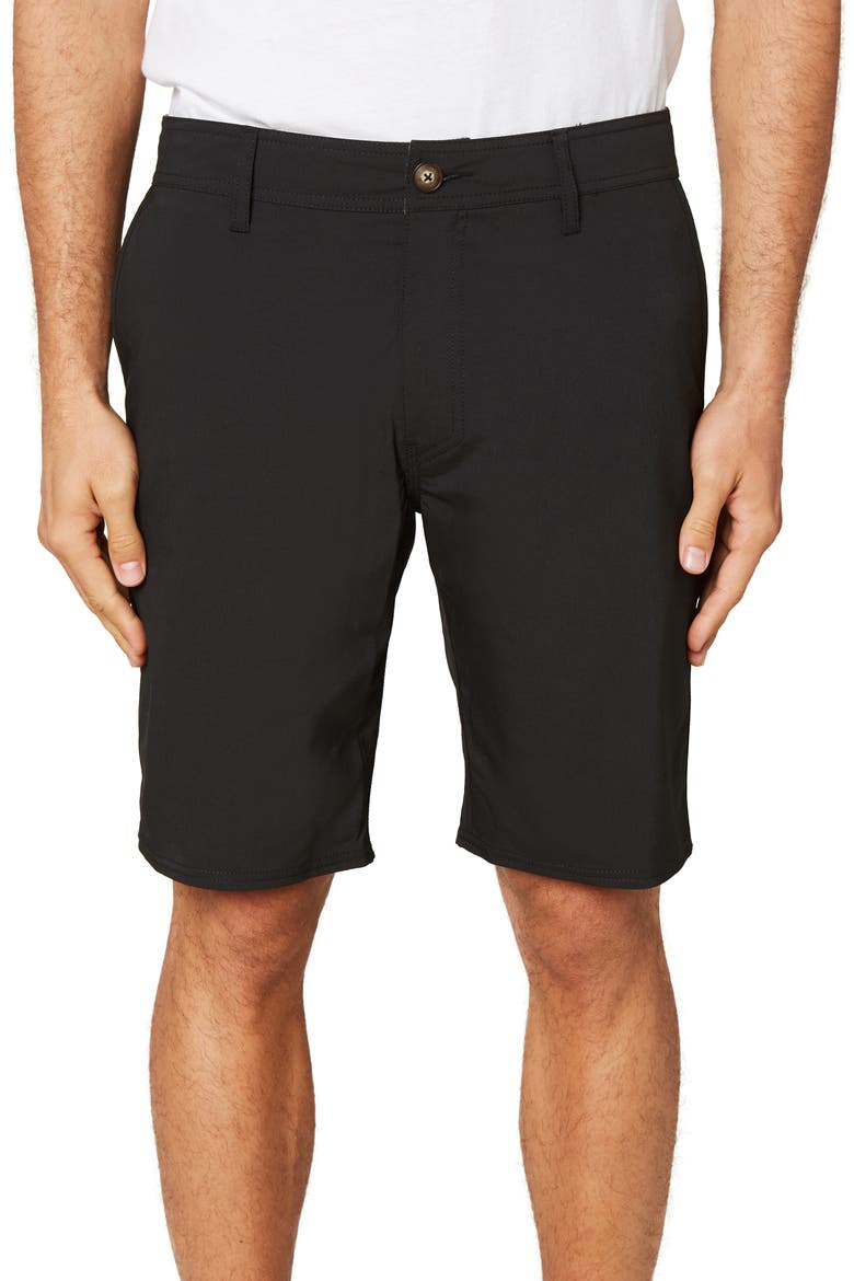 Stockton Hybrid Water Resistant Swim Shorts, Main, color, BLACK