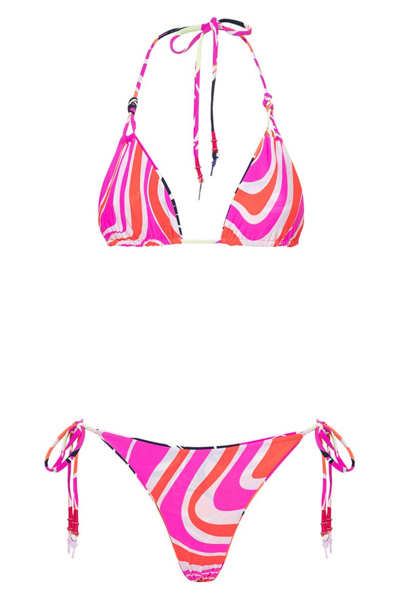 Jungle Reef Nyla Reversible Triangle Bikini Top, Alternate, color, PINK