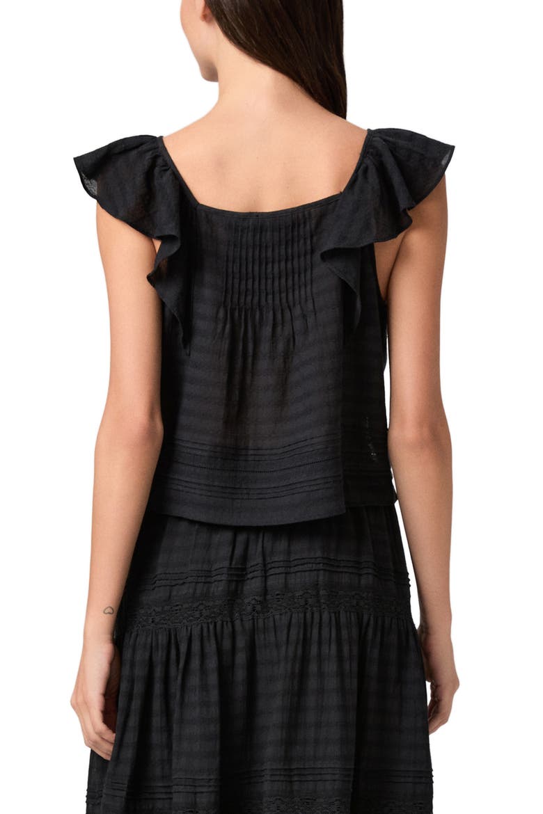 Oaks Pintuck Ruffle Top, Alternate, color, BLACK