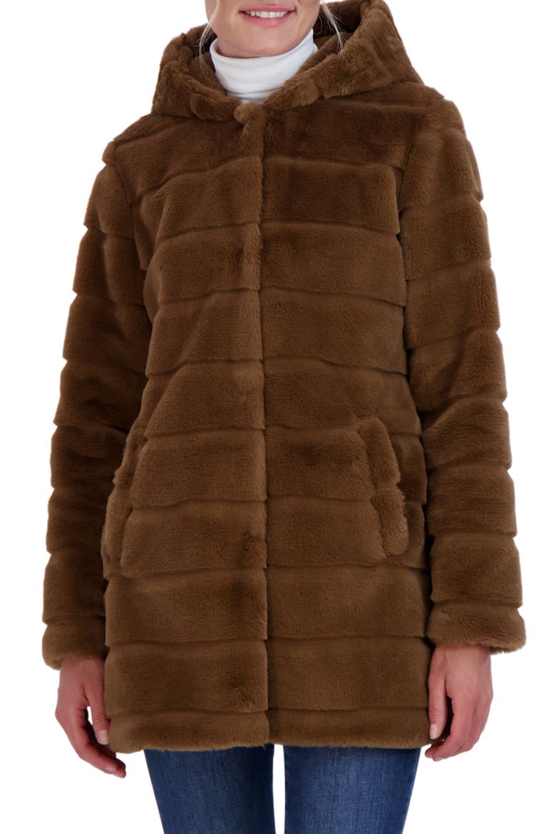 Hooded Faux Fur Jacket, Main, color, MINK