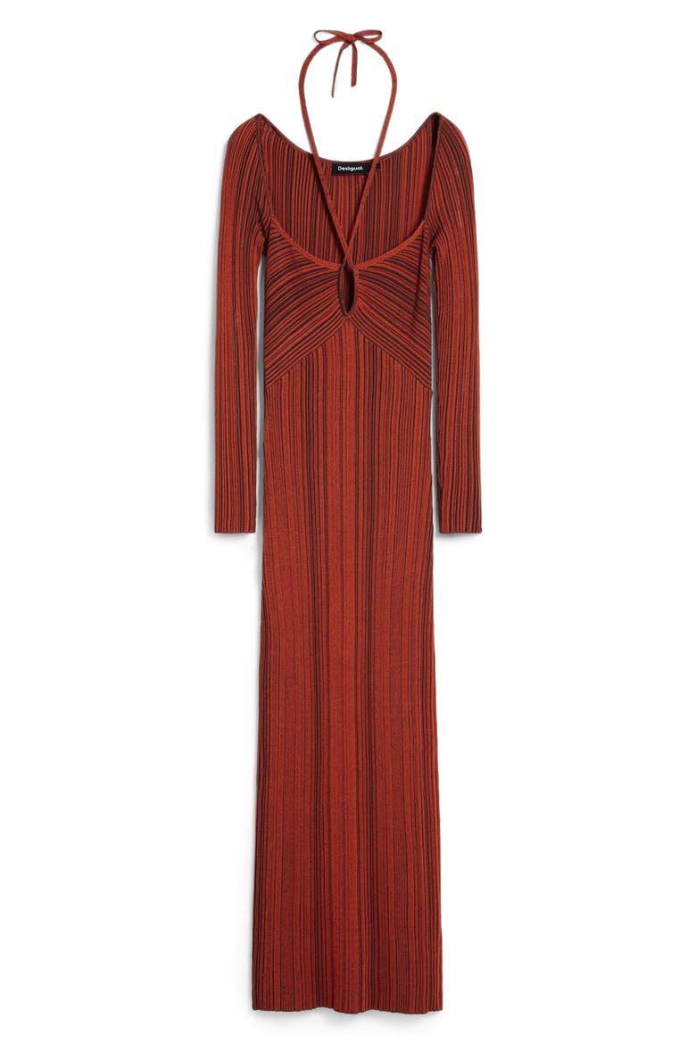 Variegated Rib Long Sleeve Knit Dress, Alternate, color, DARK RED