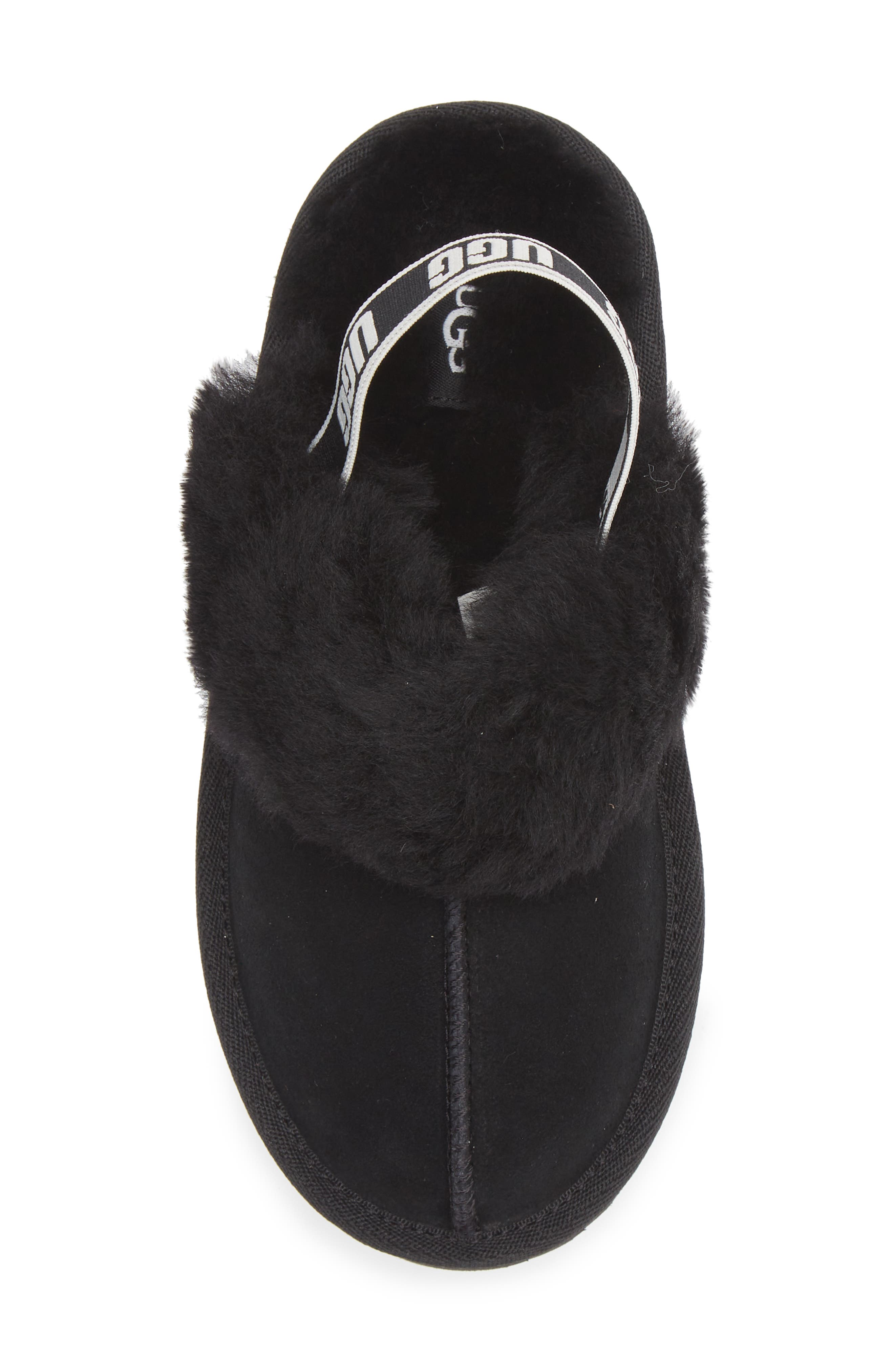 UGG<sup>®</sup> Funkette Water Resistant Genuine Shearling Trim Clog, Alternate, color, Black