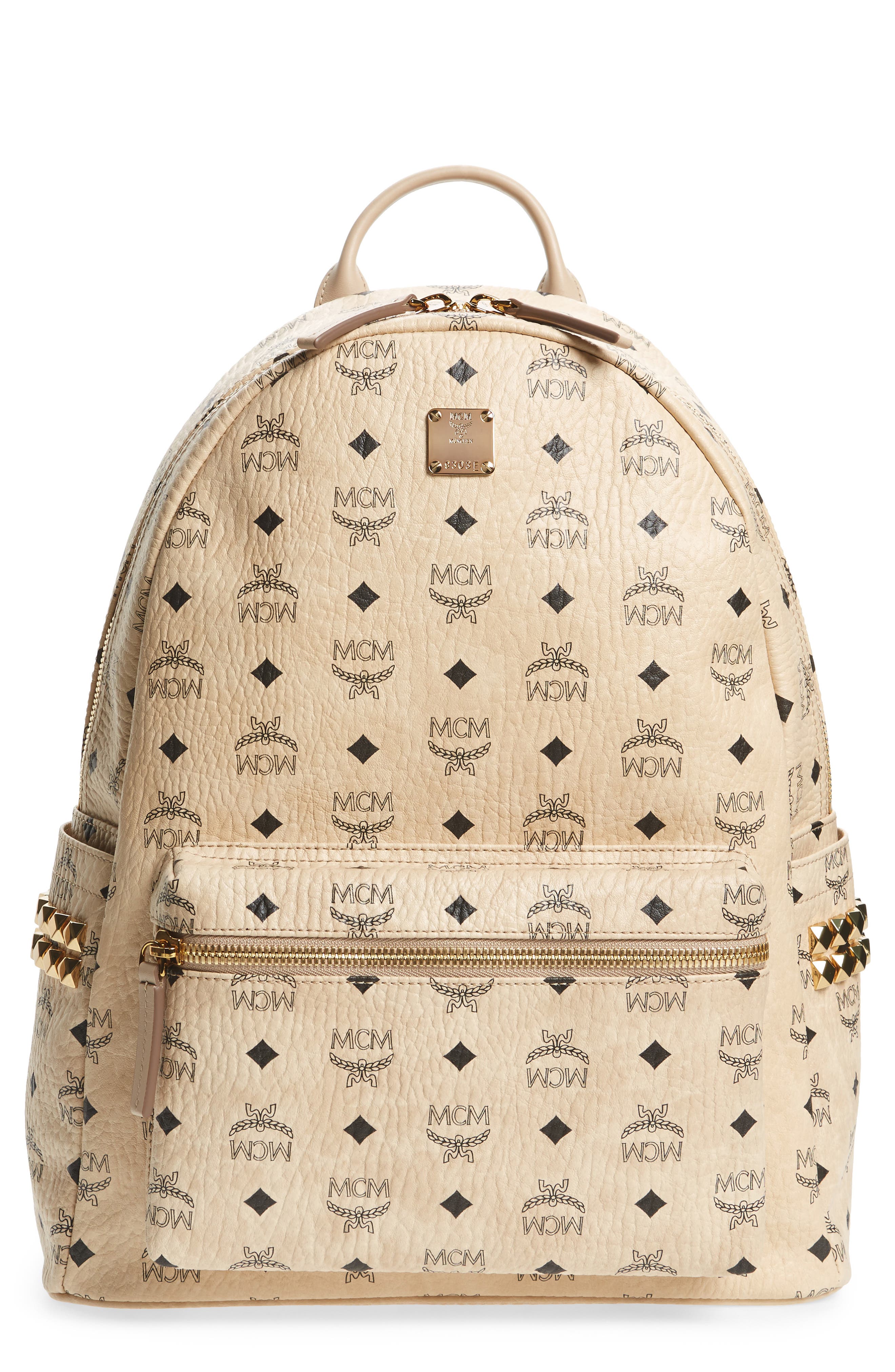 MCM Medium Stark Visetos Studded Backpack, Main, color, 