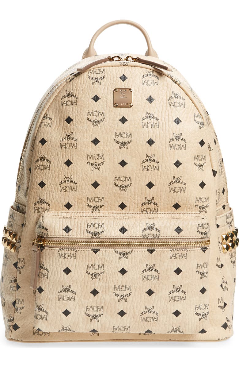 MCM Medium Stark Visetos Studded Backpack, Main, color,