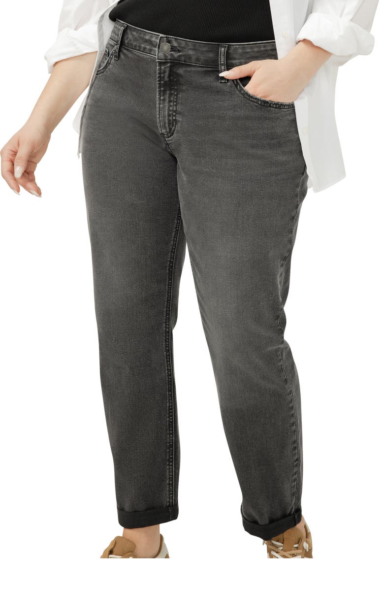 Silver Jeans Co. Mid Rise Slim Boyfriend Jeans, Alternate, color, Smoke