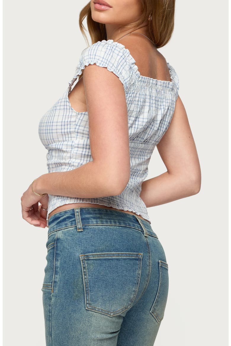 Dolsy Plaid Cotton Blend Top, Alternate, color, BLUE
