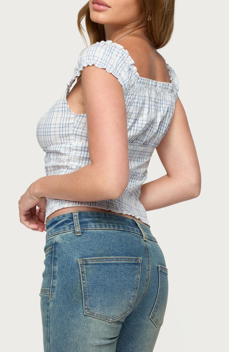 EDIKTED Dolsy Plaid Cotton Blend Top, Alternate, color, Blue