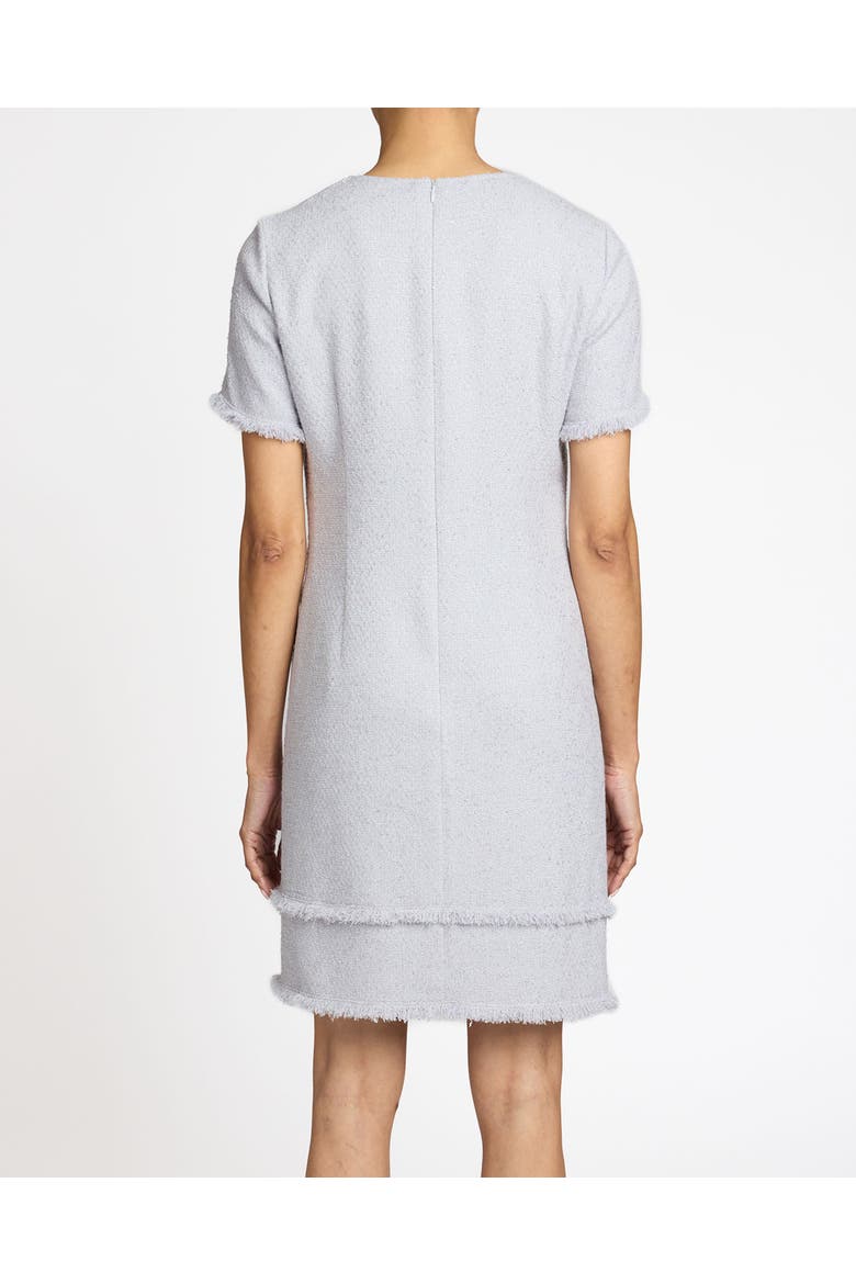 Melania Short Sleeve Shift Dress in Soft Boucle, Alternate, color, Ash
