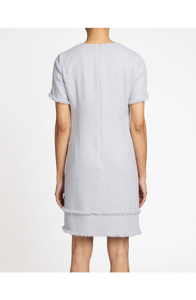 Santorelli Melania Short Sleeve Shift Dress in Soft Boucle, Alternate, color, Ash