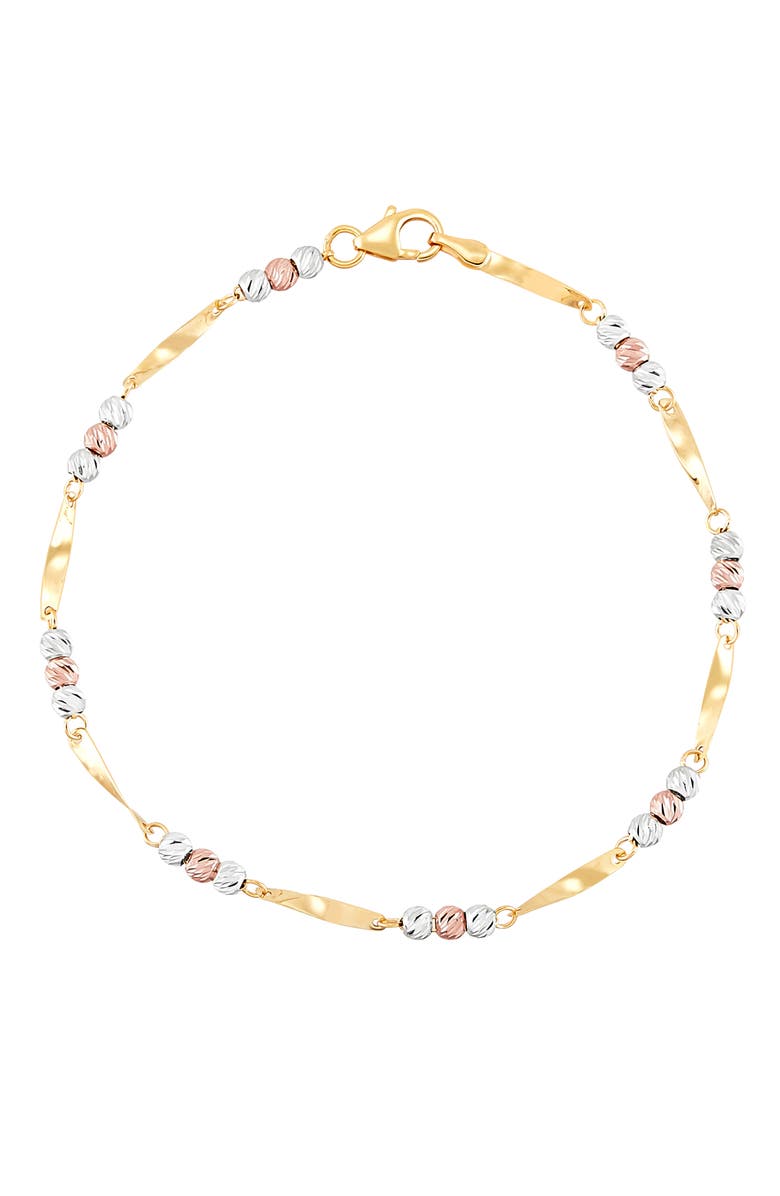 Frankie & Zoe 14K Tri-Tone Gold Beaded Station Bracelet, Alternate, color,