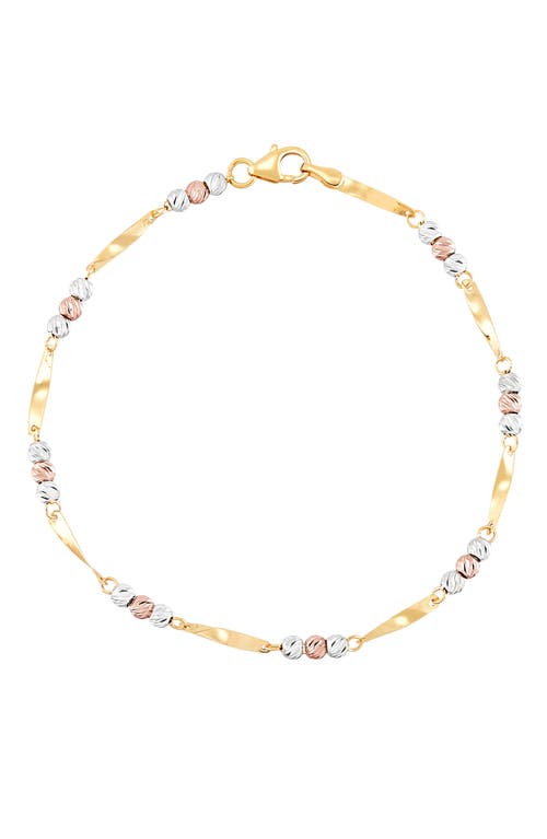 Frankie & Zoe 14k Tri-tone Gold Beaded Station Bracelet In Transparent