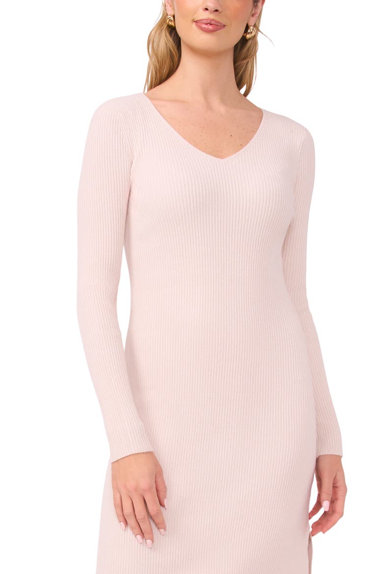 Ribbed Long Sleeve Sweater Dress, Alternate, color, IVORY BLUSH