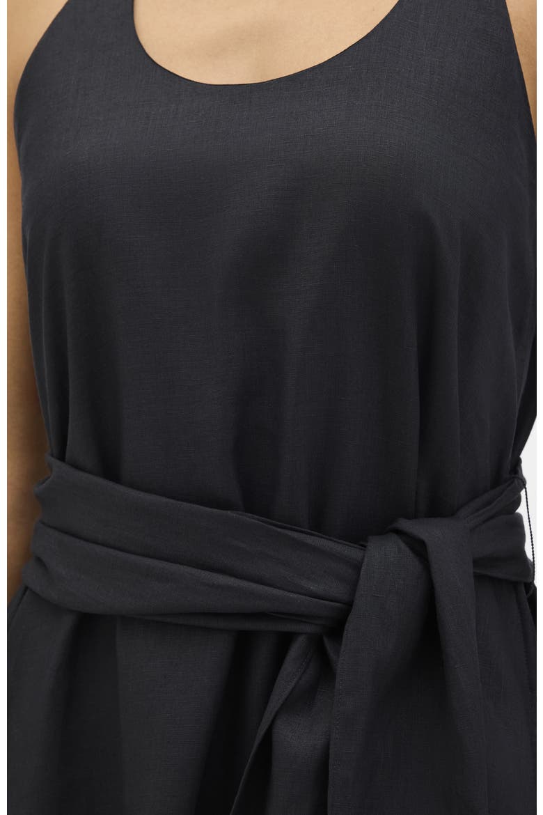 Sarong Linen Dress, Alternate, color, Black
