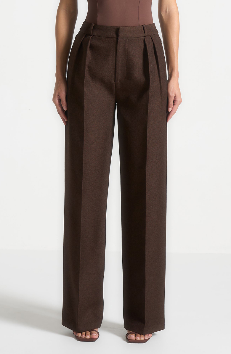 Manière De Voir Julie Tailored Twin Pleat Trousers, Alternate, color, Brown