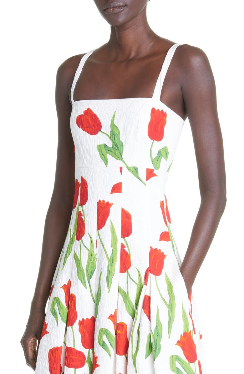 Oscar de la Renta Tulip Cotton Blend Dress, Alternate, color, 