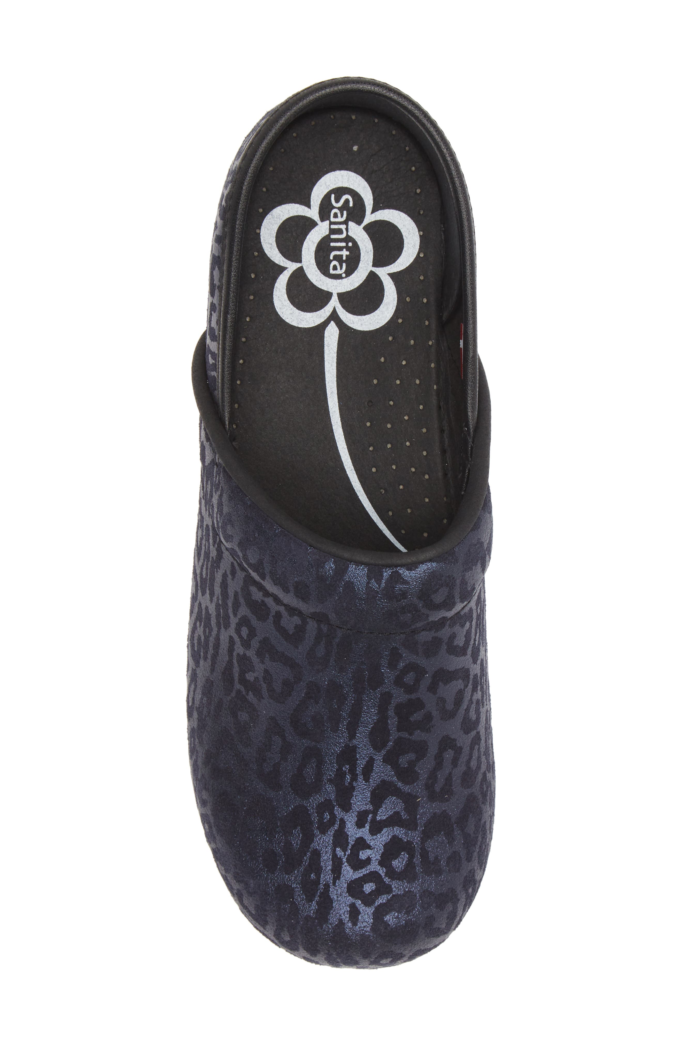 Sanita Pardus Leopard Print Clog, Alternate, color, Navy