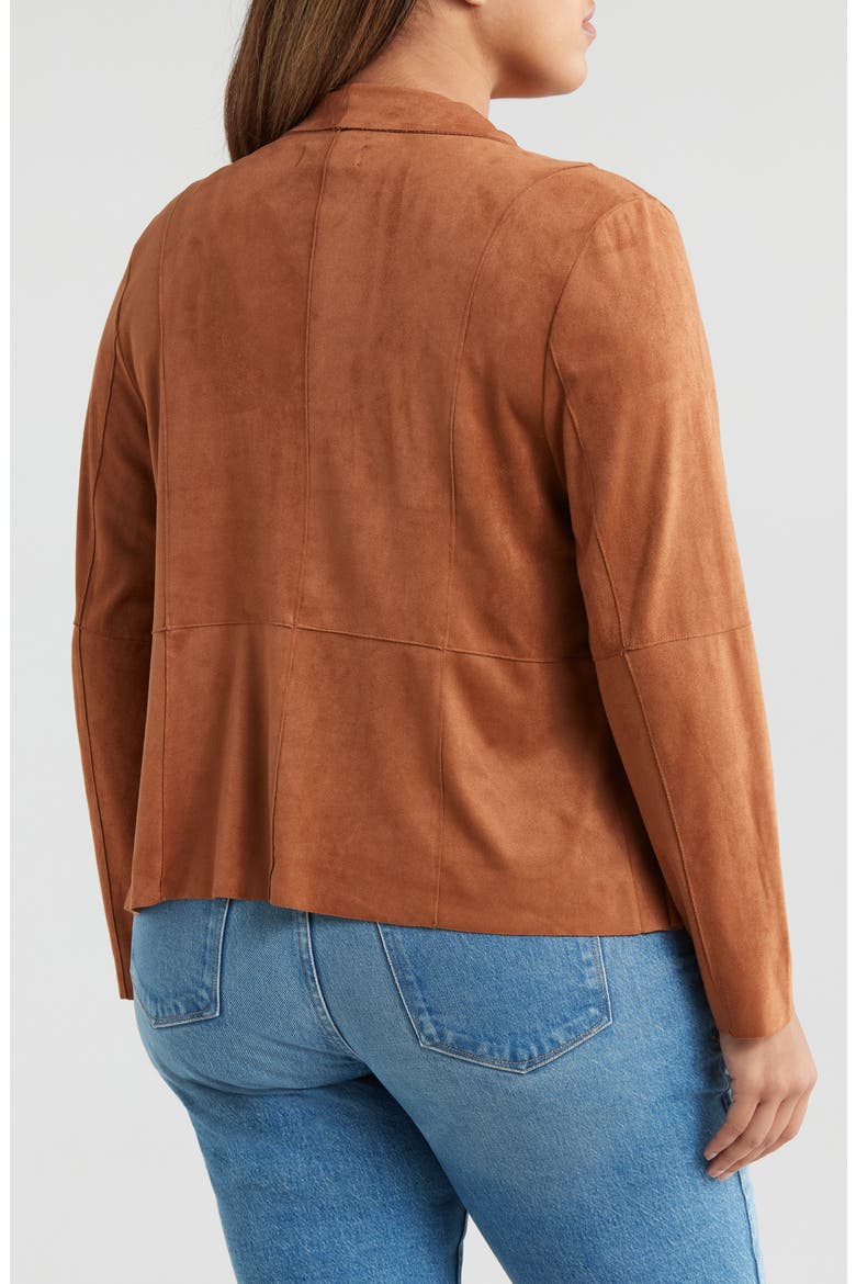 Drape Front Faux Suede Jacket, Alternate, color, SIENNA