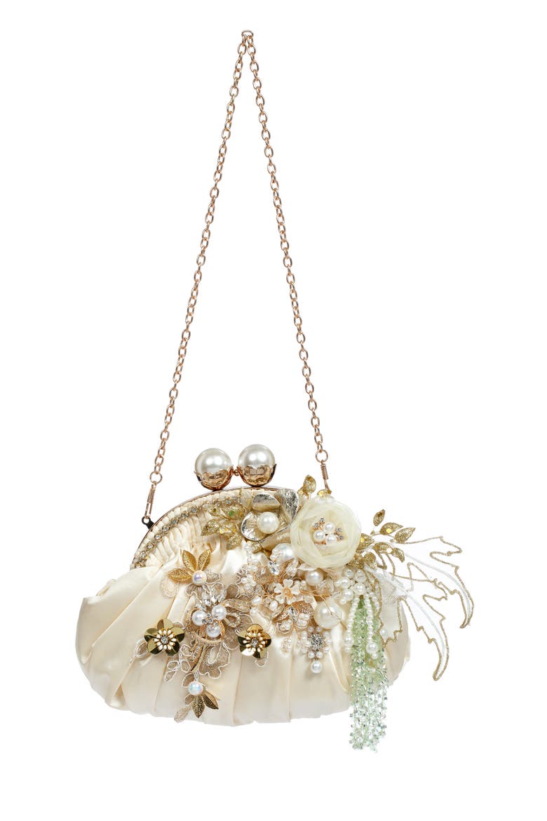 Ivory Bag, Pleated Ornament, Main, color, Ivory