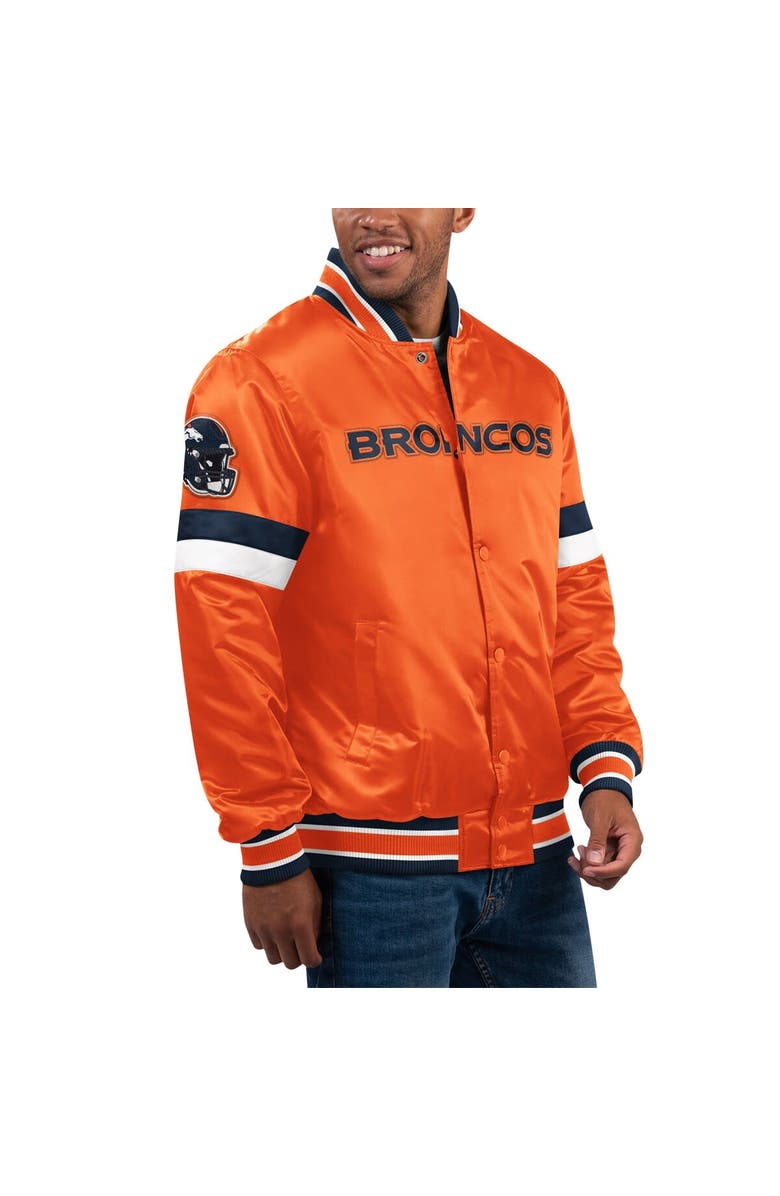 STARTER Men's Starter Orange Denver Broncos Home Game Satin Full-Snap Varsity Jacket, Main, color, Orange
