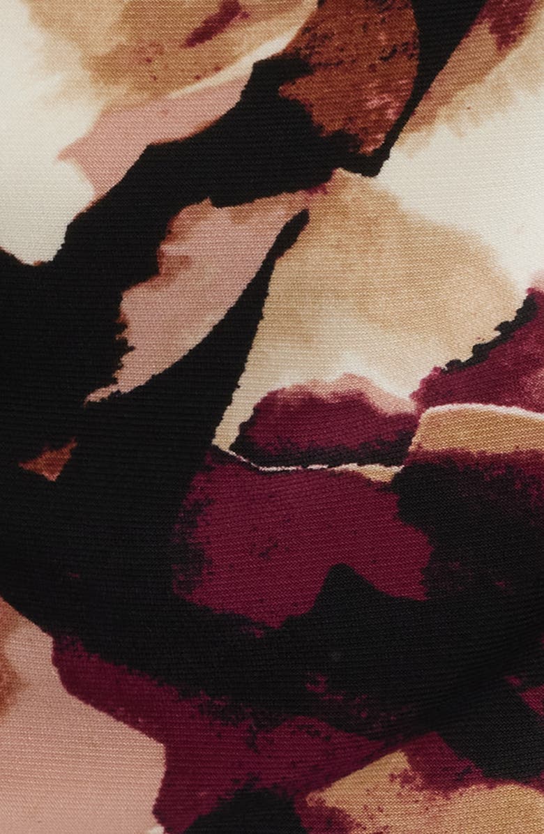 Anne Klein Floral Cowl Neck Cap Sleeve Top, Alternate, color, Anne Black Mutli