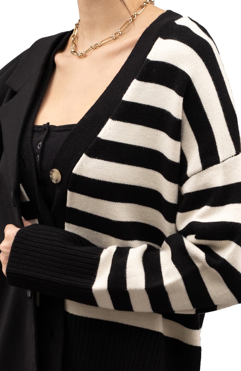 Blu Pepper Stripe Knit Cardigan, Alternate, color, 