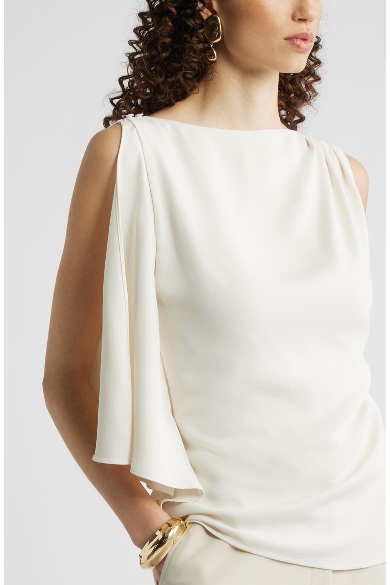Single Split Sleeve Crepe Top, Alternate, color, IVORY TOFU