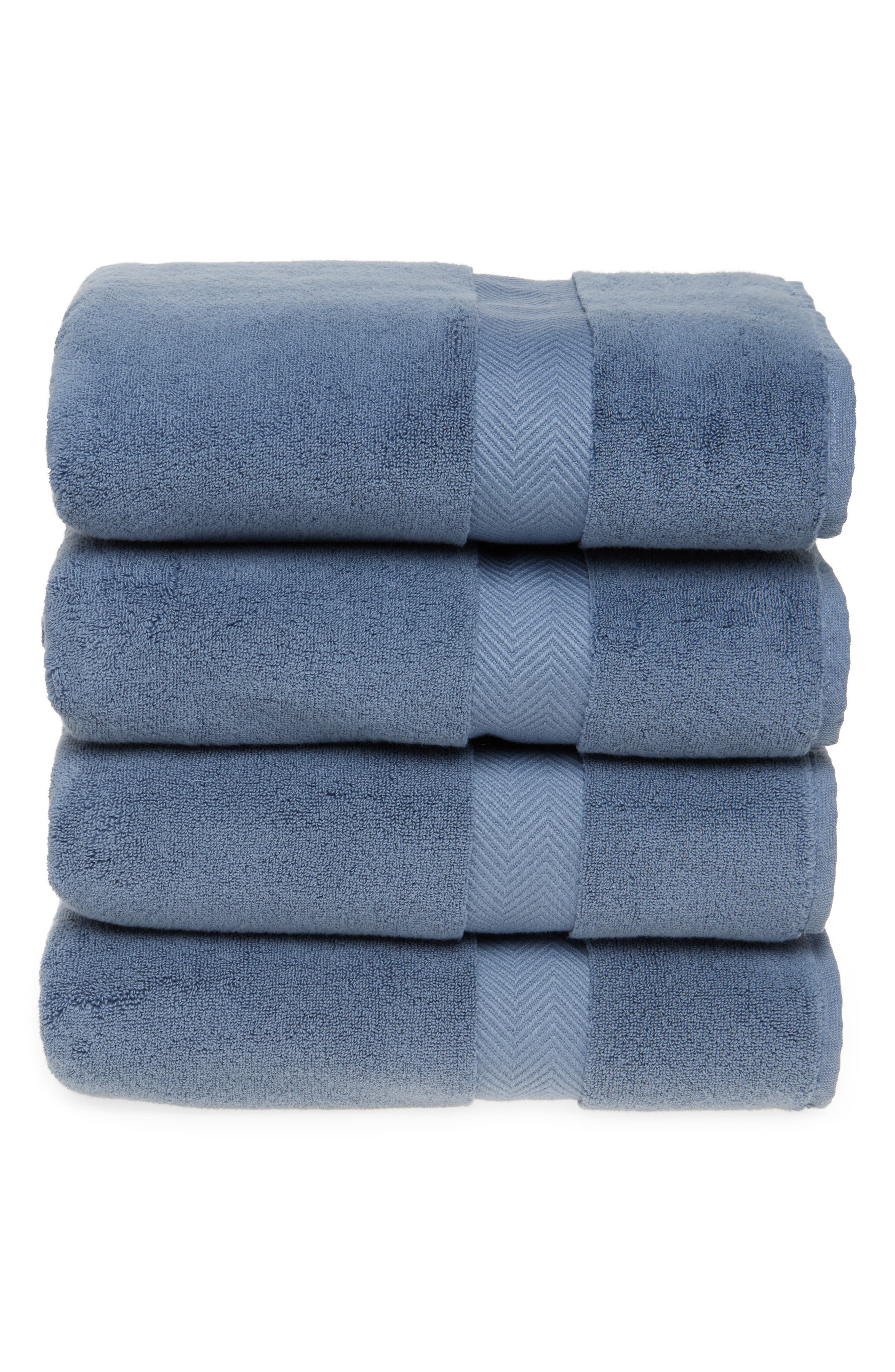 Nordstrom Organic Hydrocotton Set of 4 Bath Towels $140 Value - Blue Chip, 4 Piece