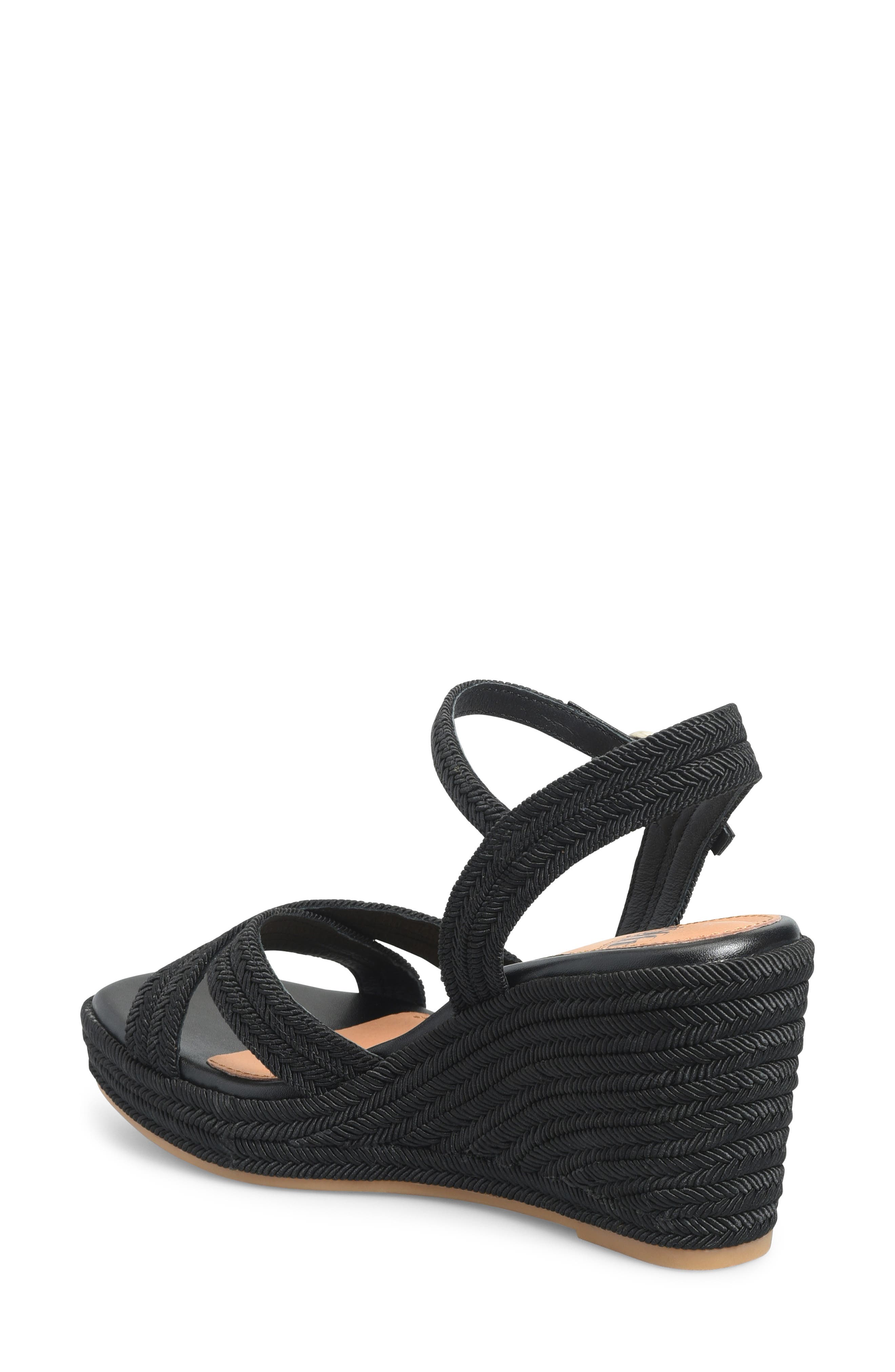 Söfft Newbury Espadrille Ankle Strap Platform Wedge Sandal, Alternate, color, Black