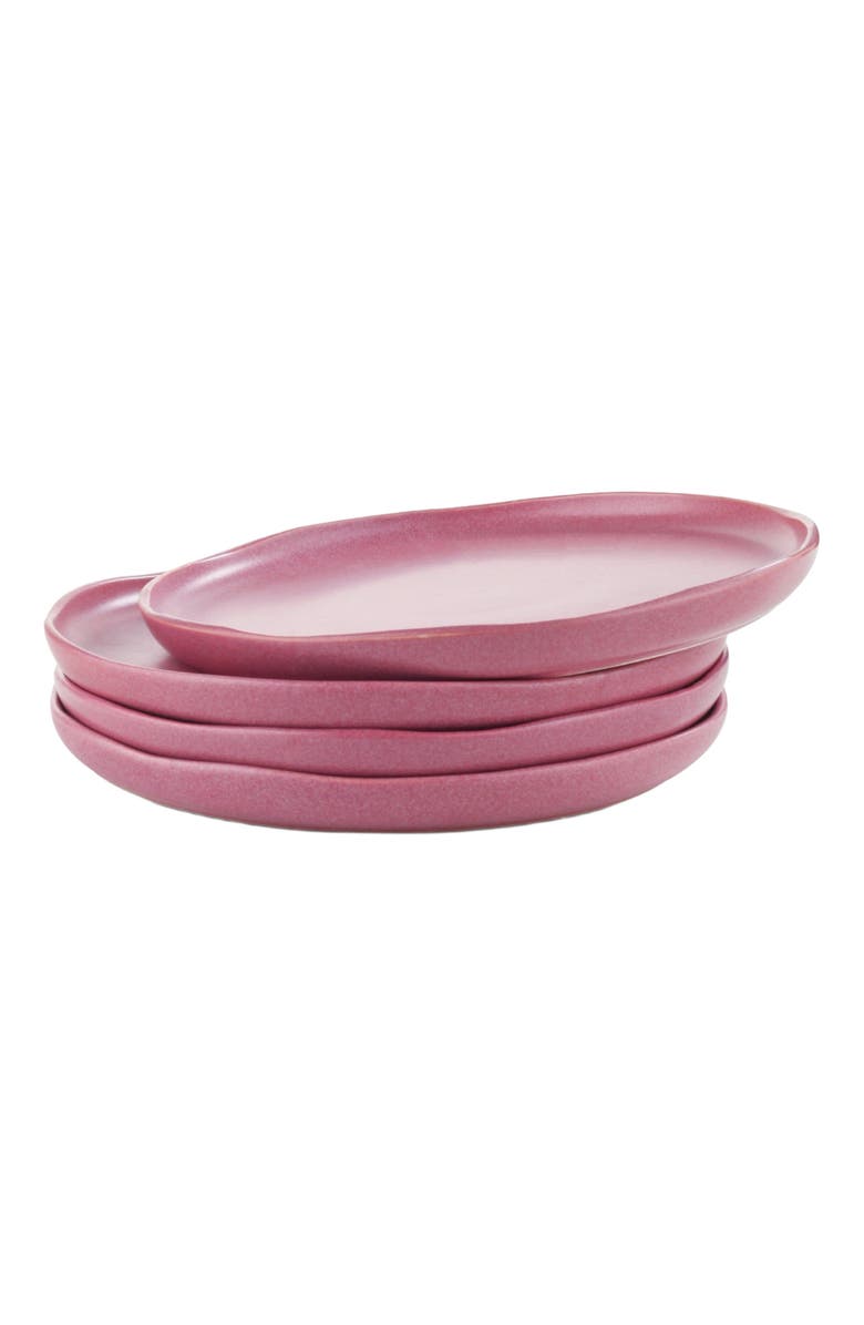 Stone Lain Tom Stoneware 4-Piece Salad Plate Set, Alternate, color, Pink White