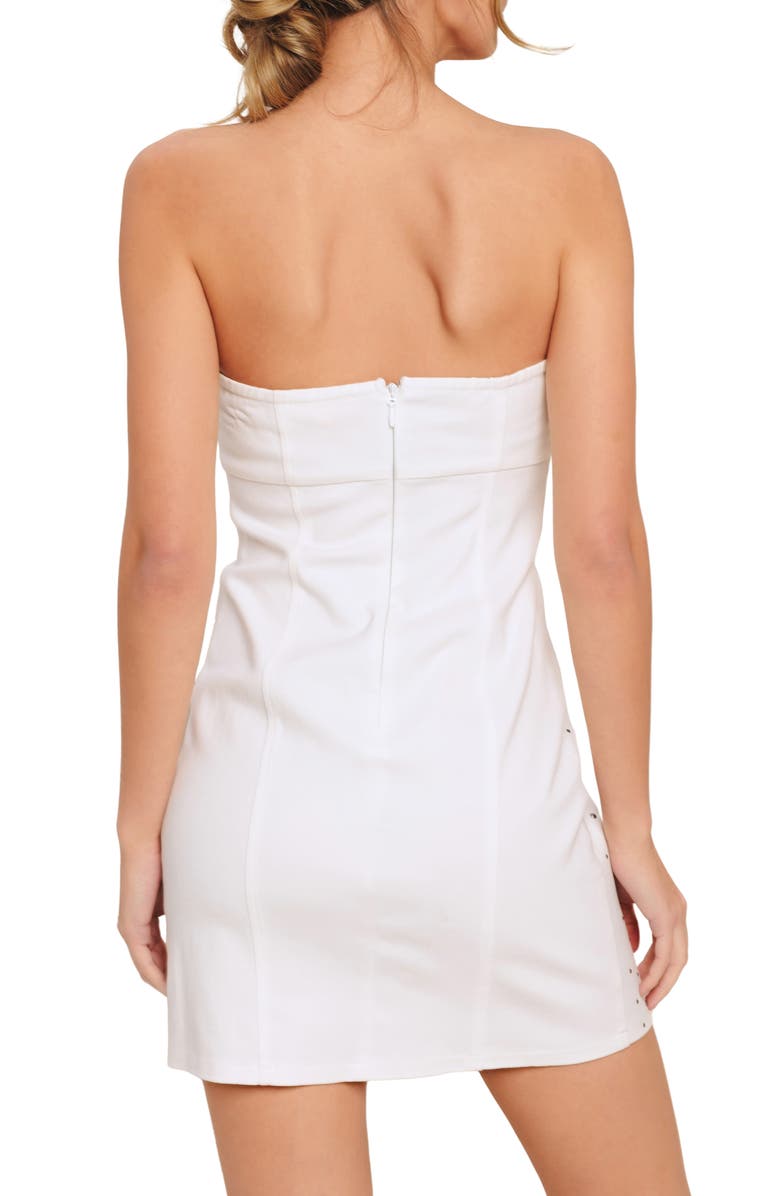 FLYING TOMATO Embellished Minidress, Alternate, color, White Denim