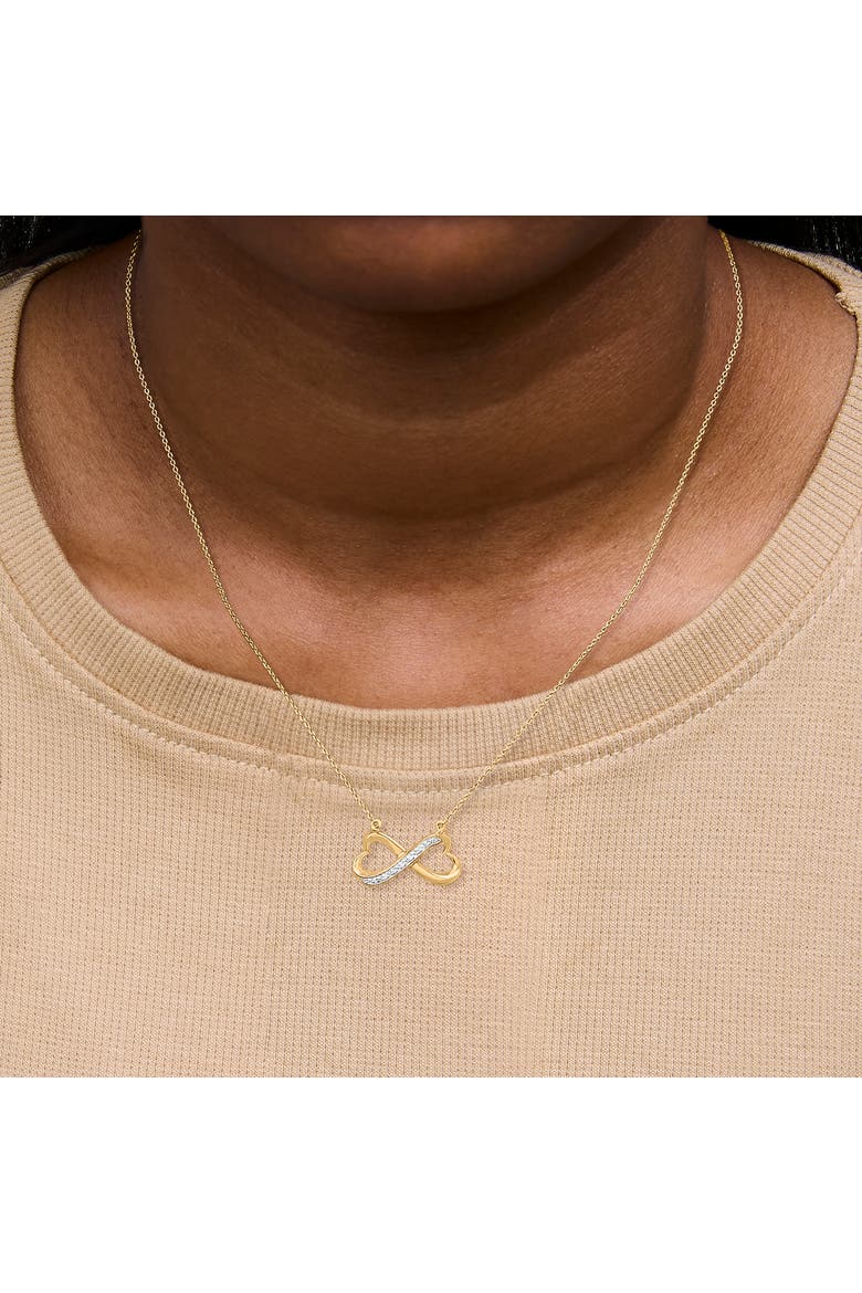 Gold Vermeil Diamond Accent Infinity Heart Pendant Necklace, Alternate, color, Silver