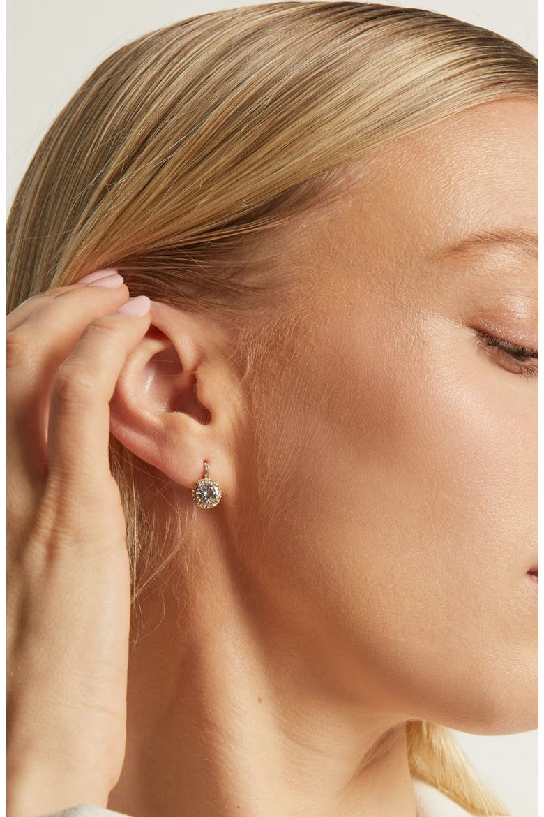 Lab Grown White Sapphire Edwardian Earrings, Alternate, color, White Gold