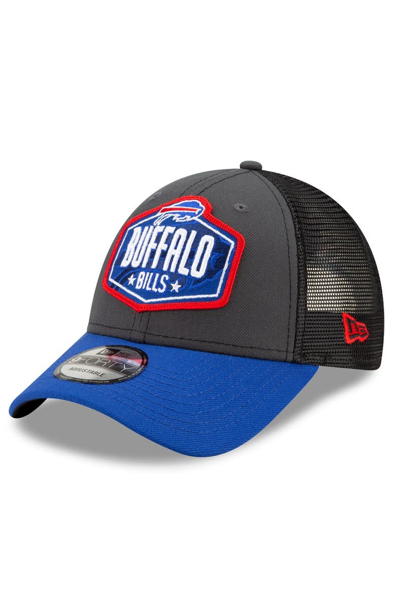 New Era Men's New Era Graphite/Royal Buffalo Bills 2021 NFL Draft Trucker 9FORTY Snapback Adjustable Hat, Main, color, 