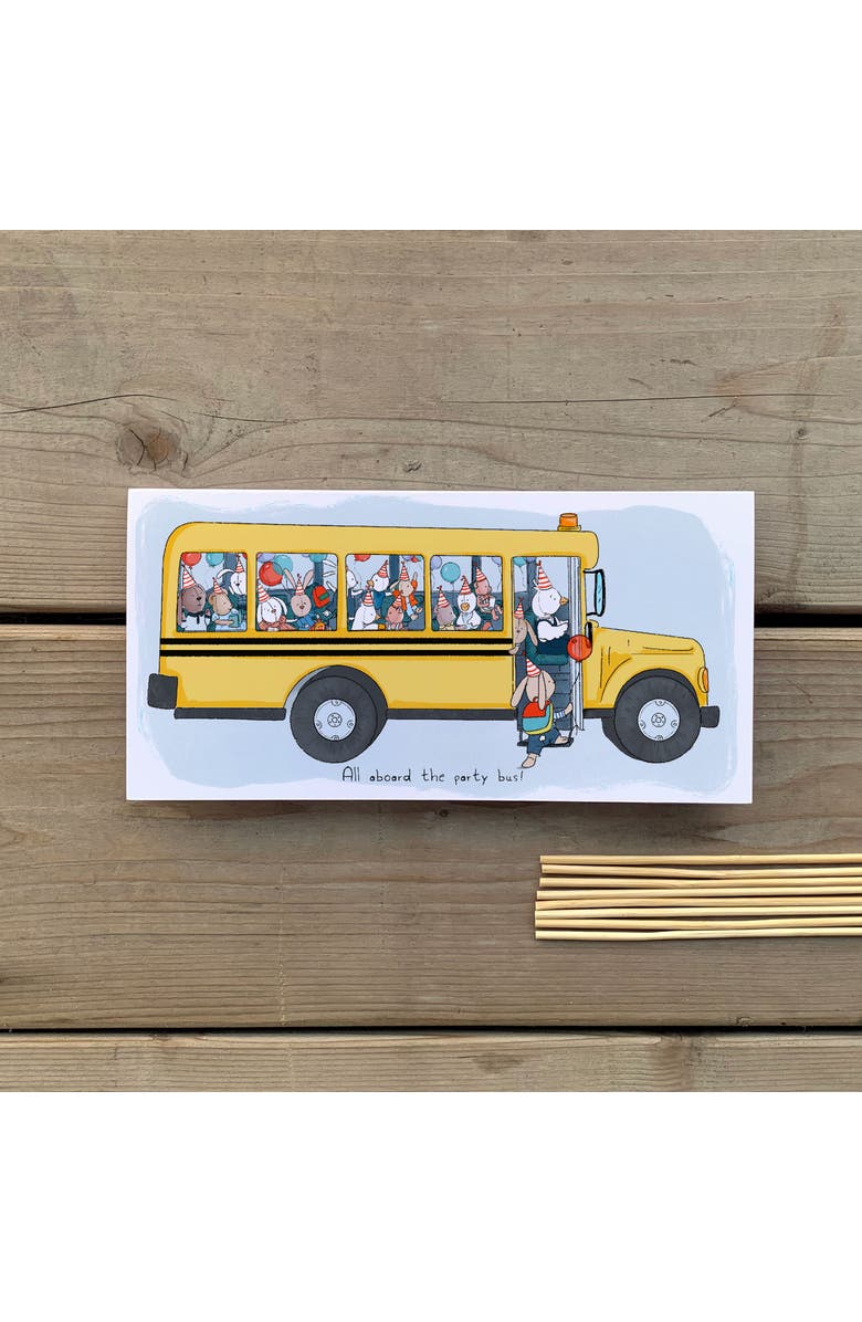 Ramus & Co 2ct All Aboard The Party Bus Long Greeting Card Pack, Alternate, color, Multi-Pack