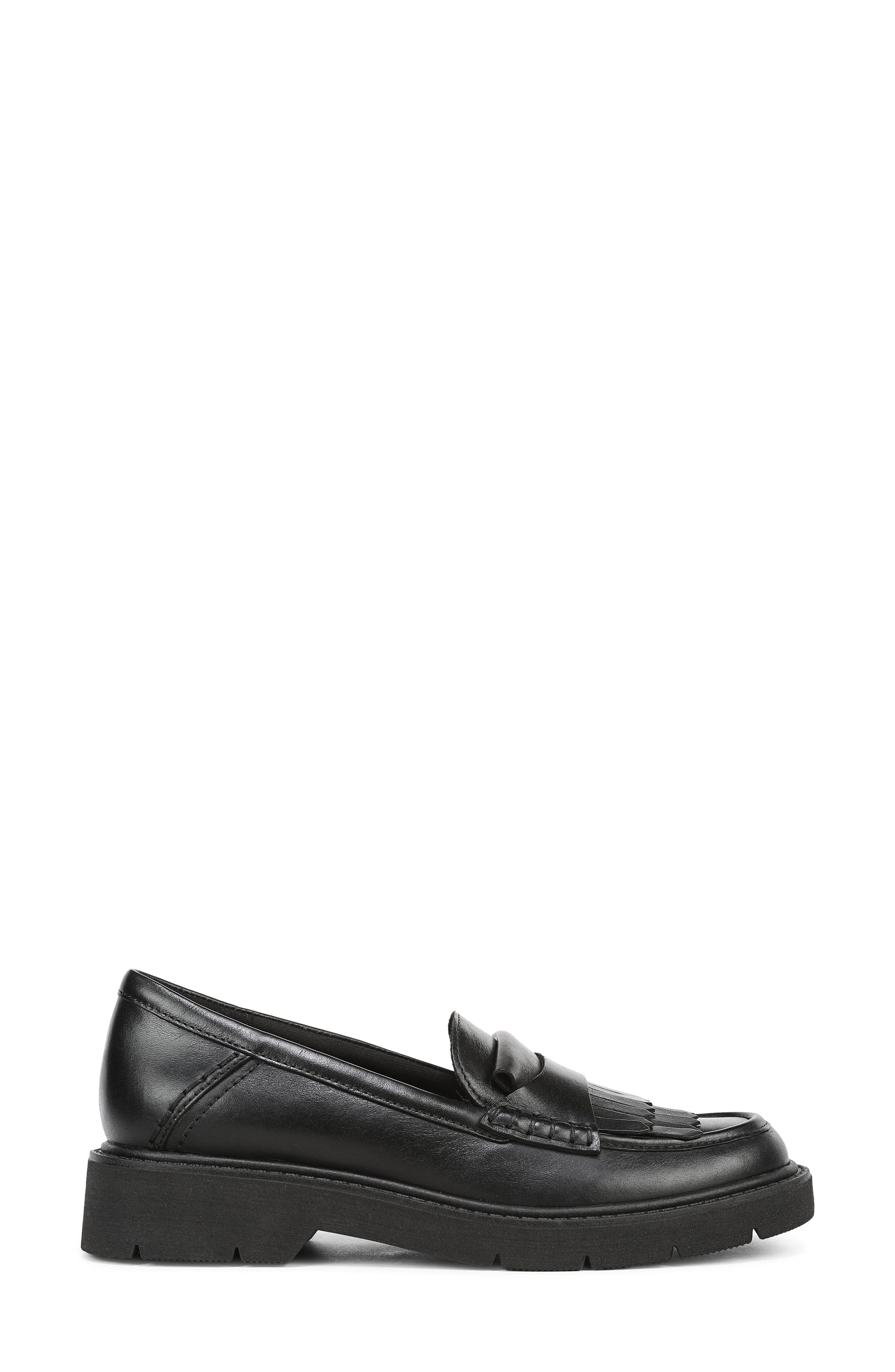 Tate Kiltie Fringe Leather Loafer, Alternate, color, BLACK LEATHER