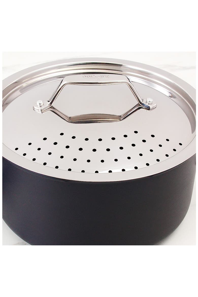 Simply Strain 6-Quart Hard Anodized Nonstick Pot, Alternate, color, BLACK