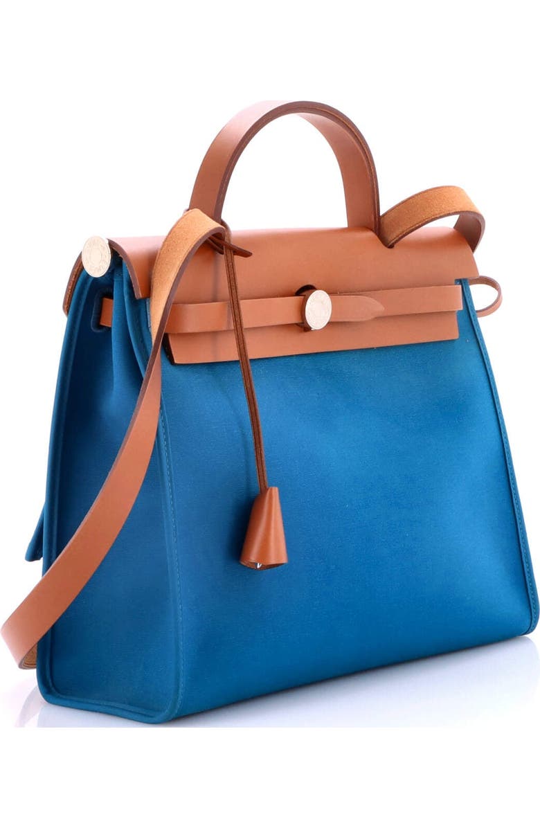 Pre-Owned Hermes Herbag Zip Leather and Toile 31, Alternate, color, Blue Izmir