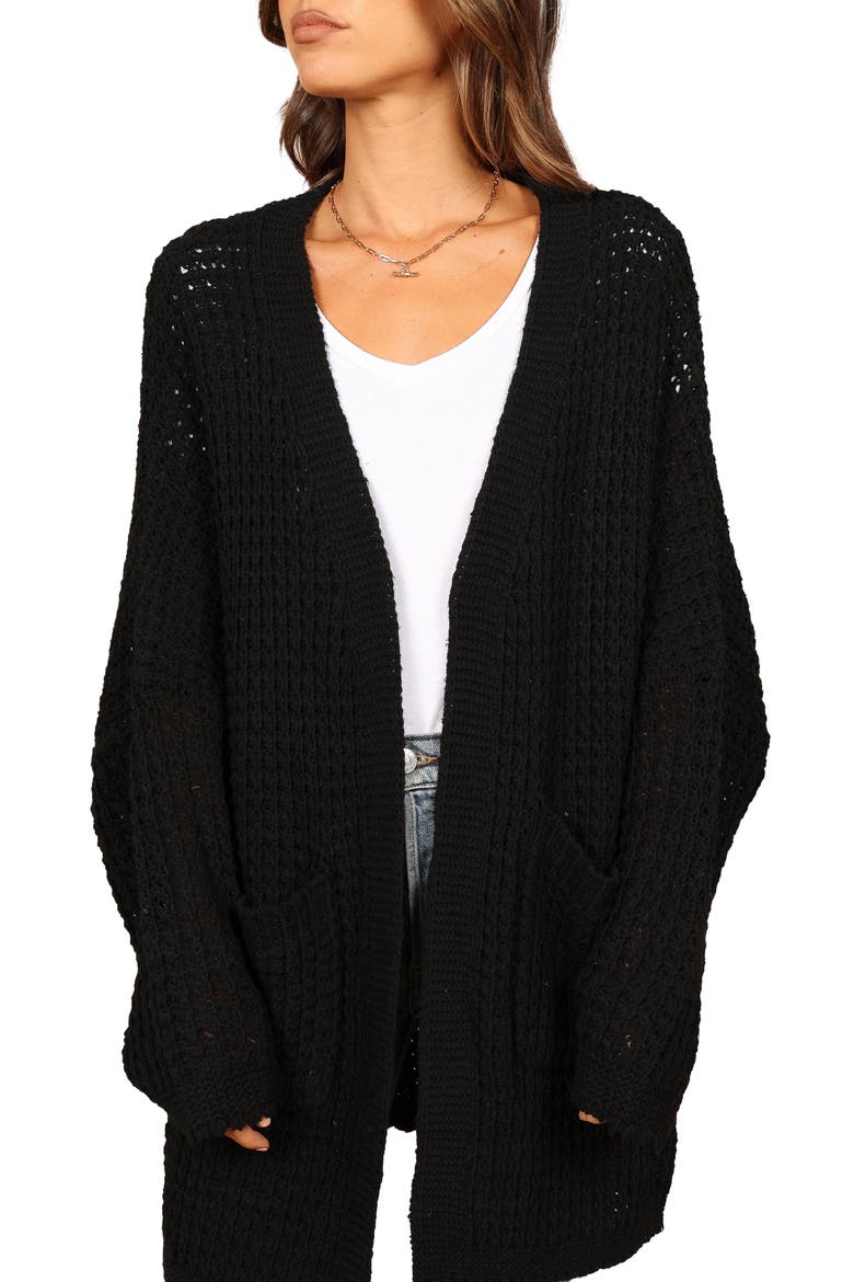 Leyonie Long Cardigan, Main, color, BLACK