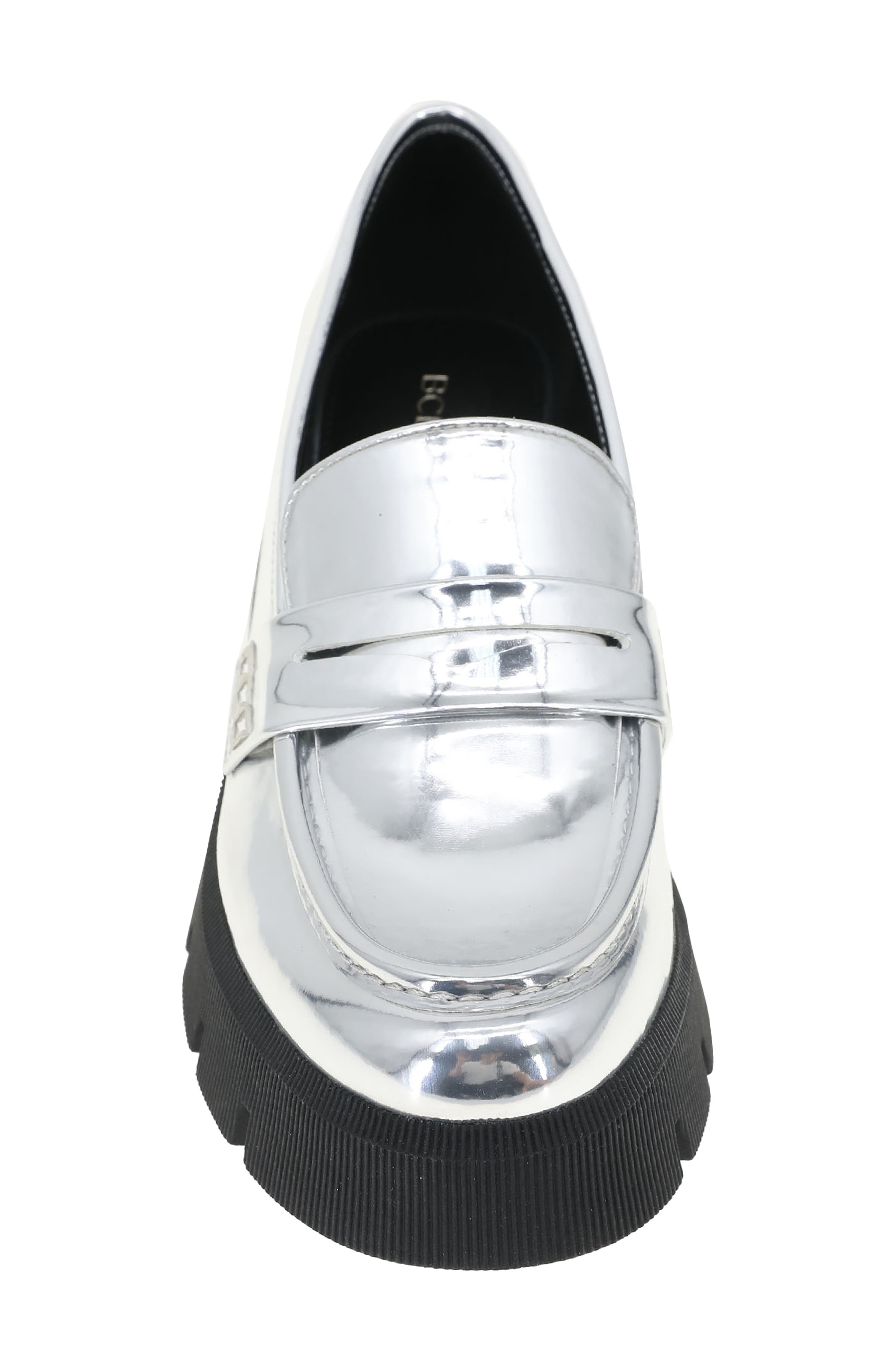 BCBGeneration Rama Platform Penny Loafer, Alternate, color, Silver