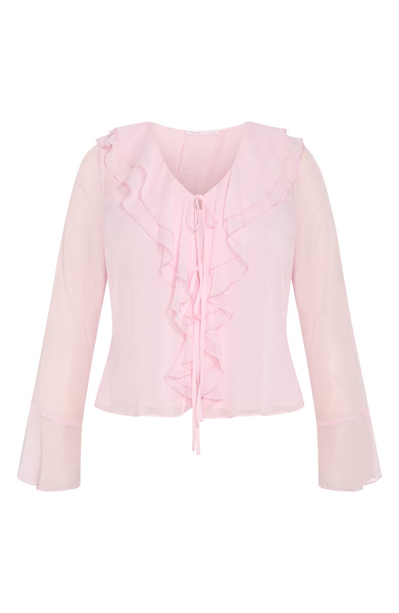 City Chic Luscious Sheer Ruffle Top, Alternate, color, 