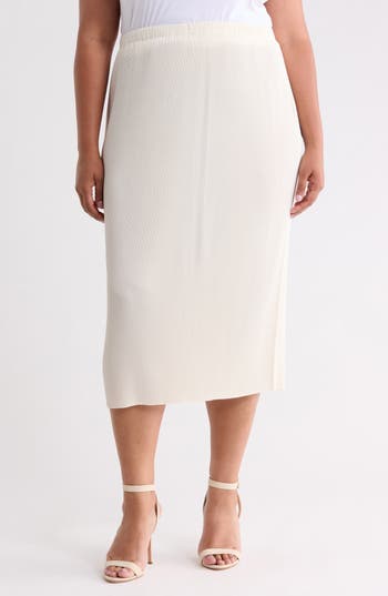 Lafayette 148 New York Pull-On Midi Skirt in Cloud at Nordstrom Rack, Size X-Large