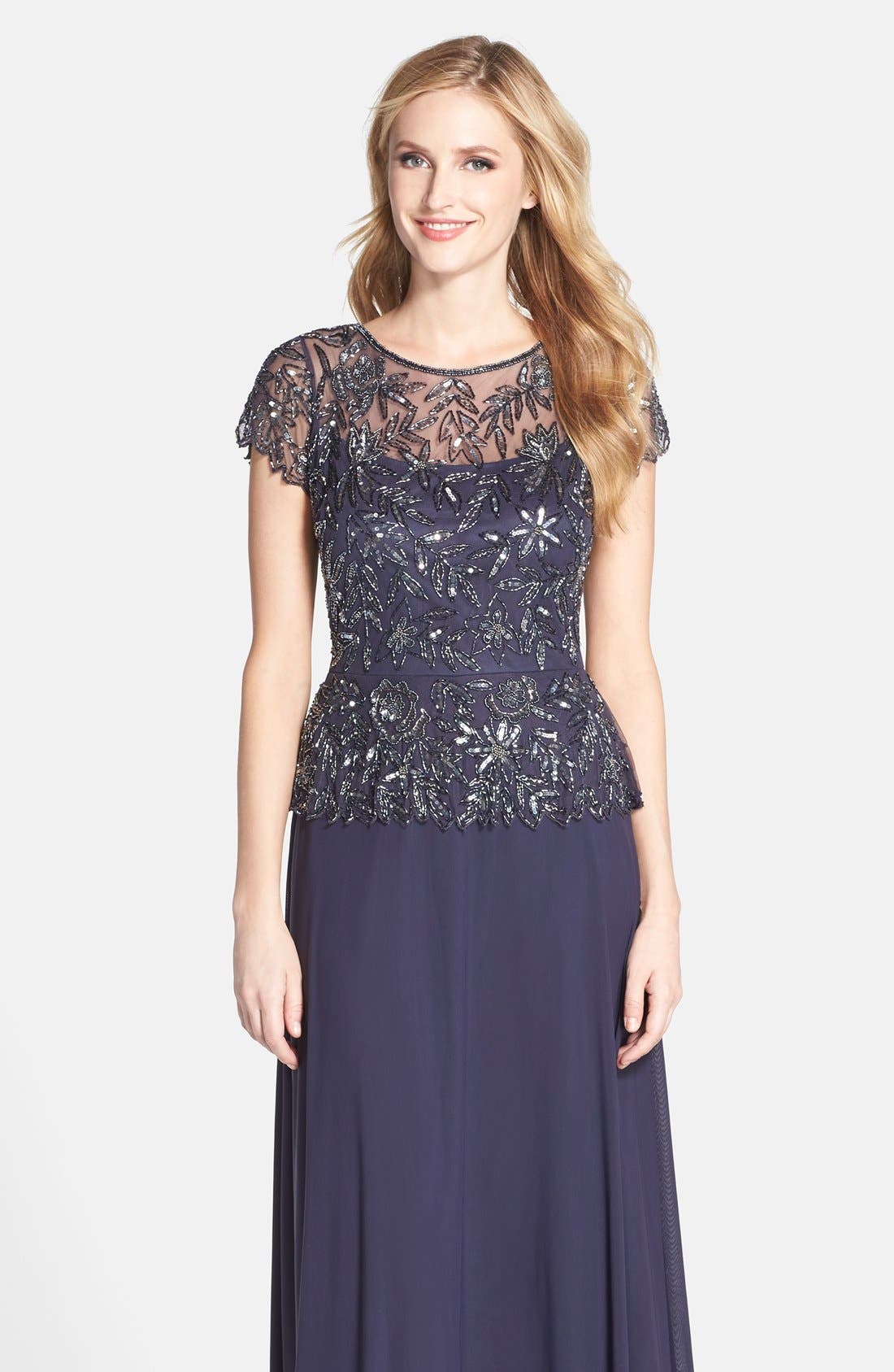 Beaded Mesh Mock Two-Piece Gown - image 4