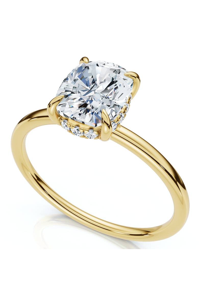 Certified 2Ct Cushion Hidden Halo Diamond Engagement Ring 14k Gold Lab Grown, Main, color, 14k Yellow Gold