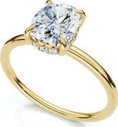 Bliss Diamond Certified 2Ct Cushion Hidden Halo Diamond Engagement Ring 14k Gold Lab Grown