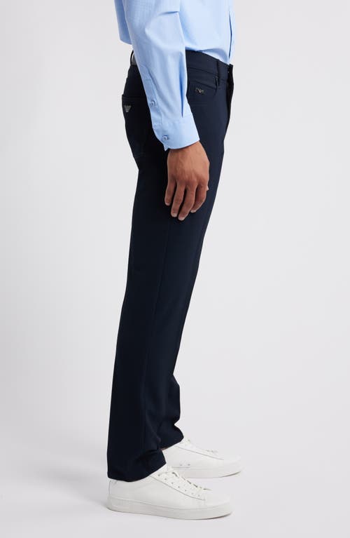 Emporio Armani Techno Corduroy Five-pocket Pants In Solid Blue Navy