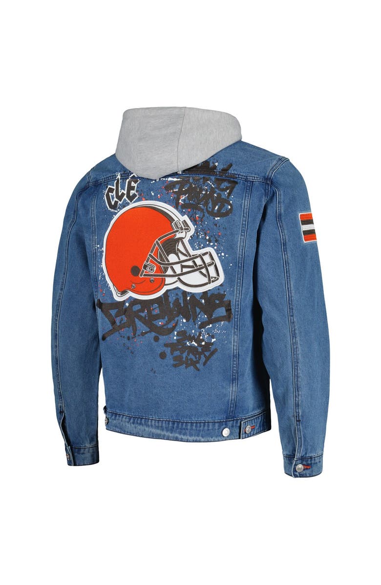 THE WILD COLLECTIVE Men's The Wild Collective Cleveland Browns Hooded Full-Button Denim Jacket, Alternate, color, 