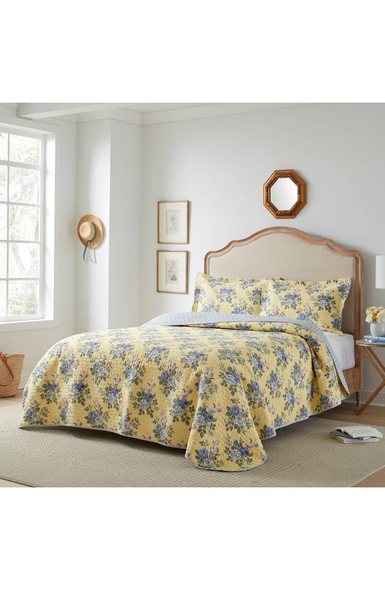 Laura Ashley Linley Quilt & Sham Set, Alternate, color, Yellow